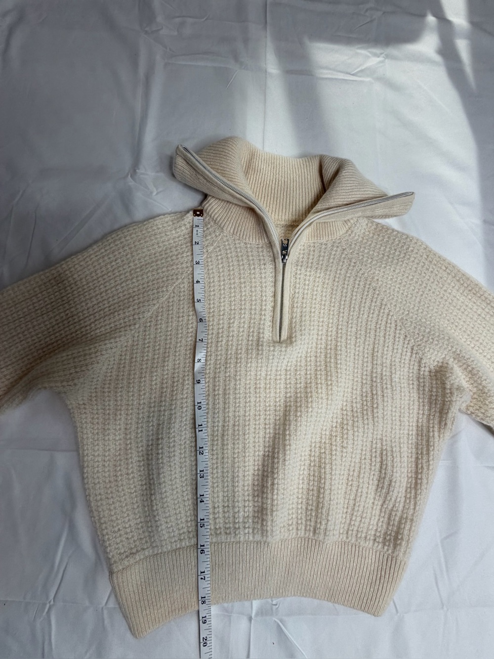 ALO Yoga Cream Half-Zip Cowl Waffle Knit Sweater - Picture 6 of 6